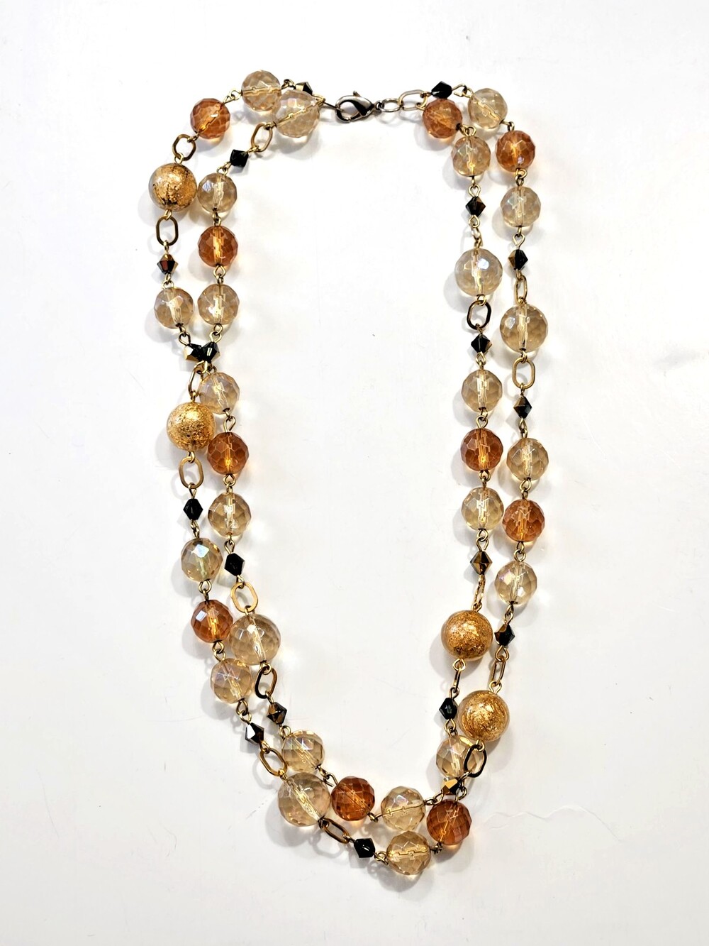 Mary Kay Holiday Wishes Foil Beaded Crystal Necklace Convertible 1 or 2 Strand